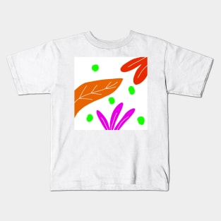 blue green pink leaves background Kids T-Shirt